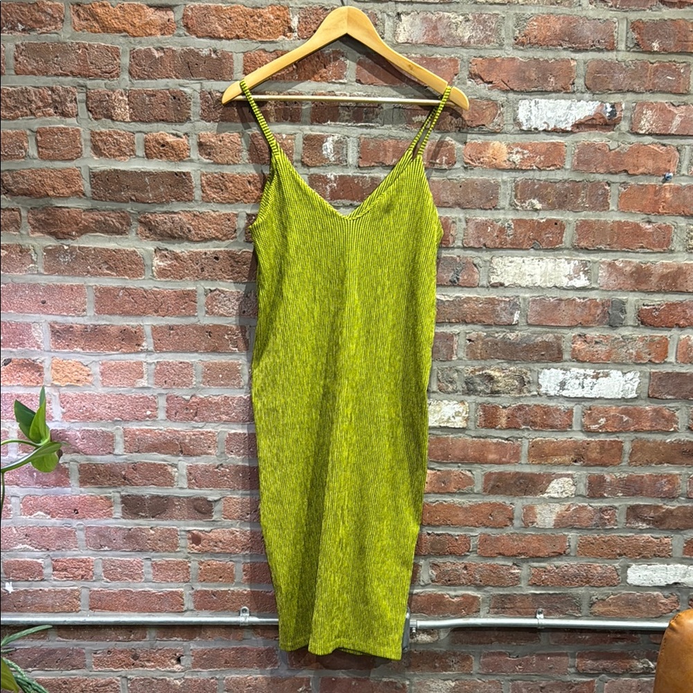 ZARA Neon Checkered Y2K Midi Maxi Dress